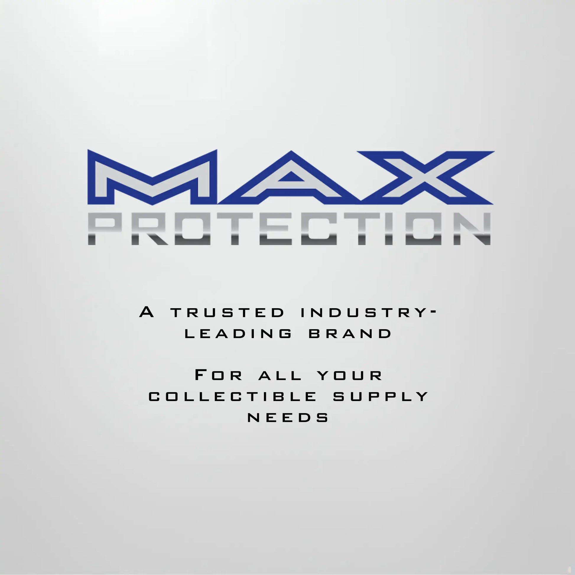 Max Protection logo with magnetic card holder and soft sleeve tagline for collectible supplies