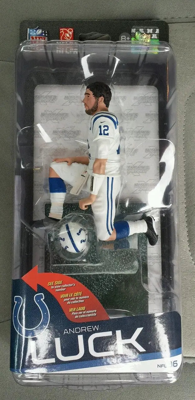 Action figure of Andrew Luck in Colts uniform number 12 for football cards collection