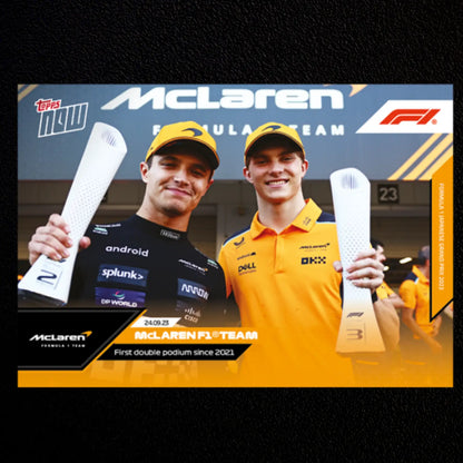 McLaren F1 Racing trading card celebrating double podium achievement in 2021