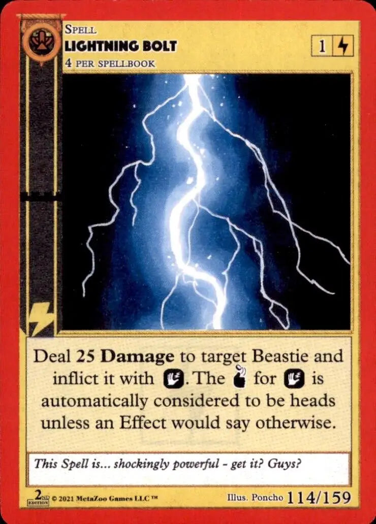 Metazoo Cryptid Nation Second Edition Lightning Bolt 114/159 Spell Card in NM condition