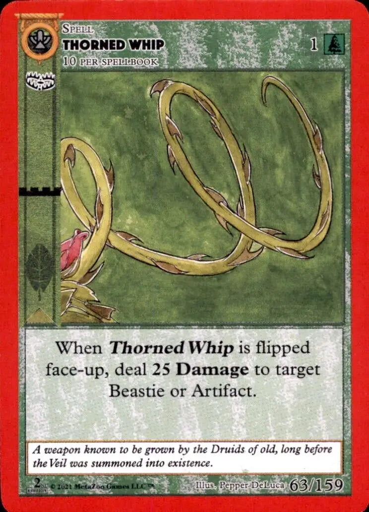 Thorned Whip spell card from Metazoo Cryptid Nation Second Edition Thorned Whip NM