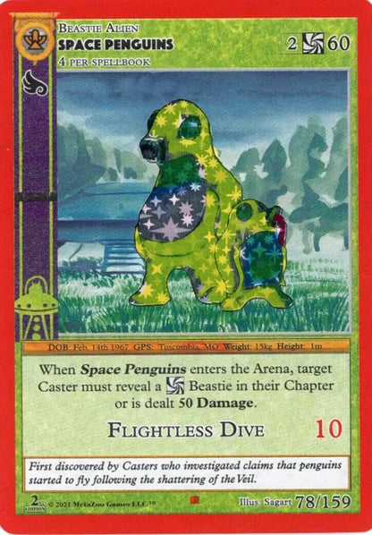 Metazoo Cryptid Nation Space Penguins trading card Reverse Holo 2nd Edition