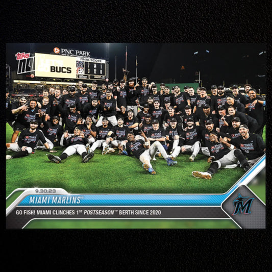 Miami Marlins Clinch 2023 Postseason MLB Topps Now #947 Baseball Card NM-MT