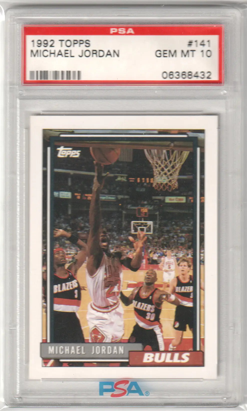 PSA-graded 1992 Topps Michael Jordan trading card in protective case from Columbia Hobby