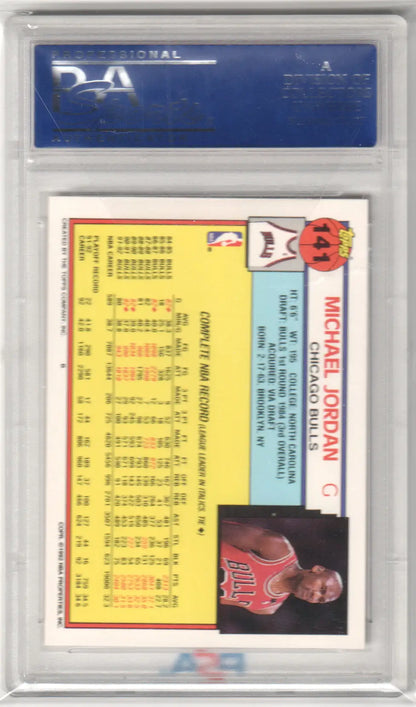 PSA-graded Michael Jordan 1992-93 Topps trading card in protective case from Columbia Hobby