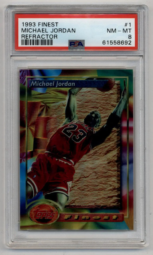 Michael Jordan 1993-94 Finest Refractor PSA graded card in protective case