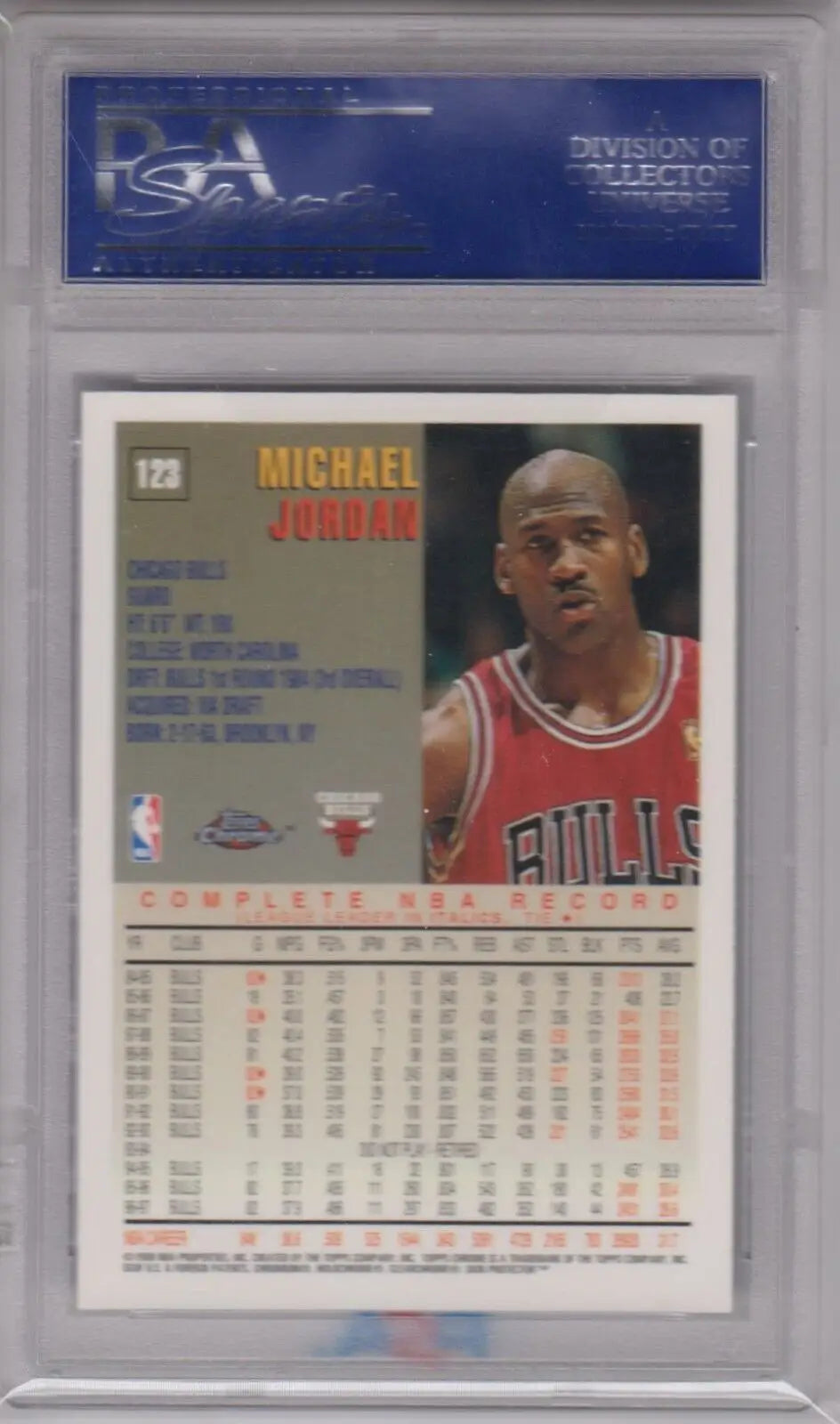 PSA 10 Michael Jordan 1997-98 Topps Chrome Bulls card in protective case from Columbia Hobby