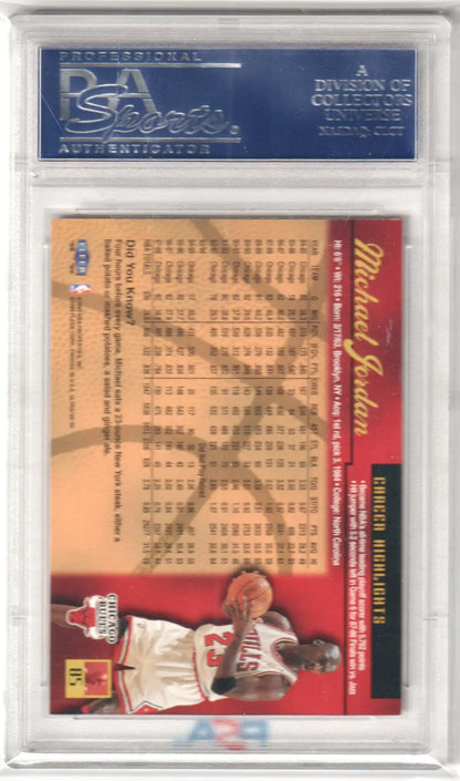 PSA-graded Michael Jordan 1998-99 Fleer Ultra trading card in protective case at Columbia Hobby