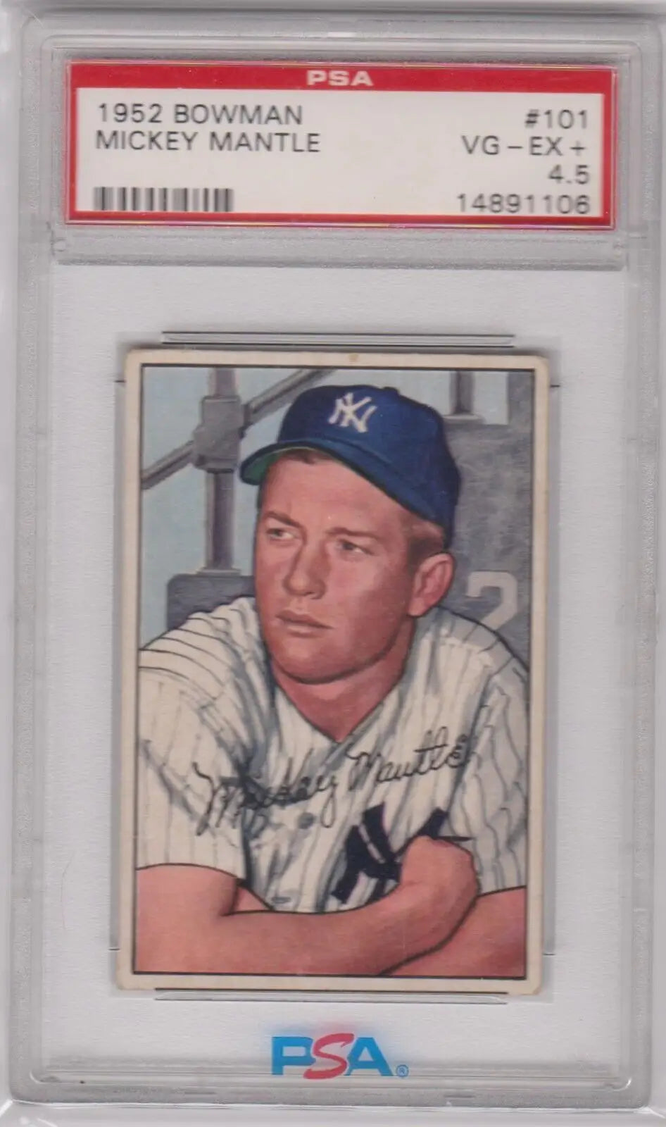 PSA-graded Mickey Mantle 1952 Bowman #101 Yankees single card from Columbia Hobby