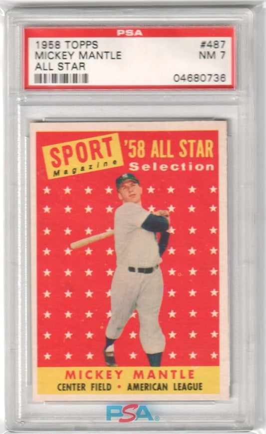 PSA-graded 1958 Topps All-Star Mickey Mantle baseball card from Columbia Hobby