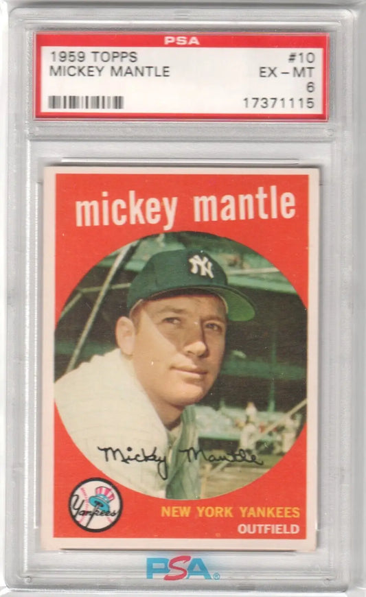 PSA-graded 1959 Topps Mickey Mantle Yankees card available at Columbia Hobby with free shipping