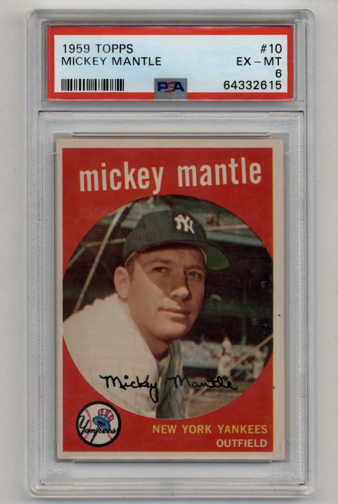 PSA-graded 1959 Topps Baseball Card of Mickey Mantle, New York Yankees Outfielder