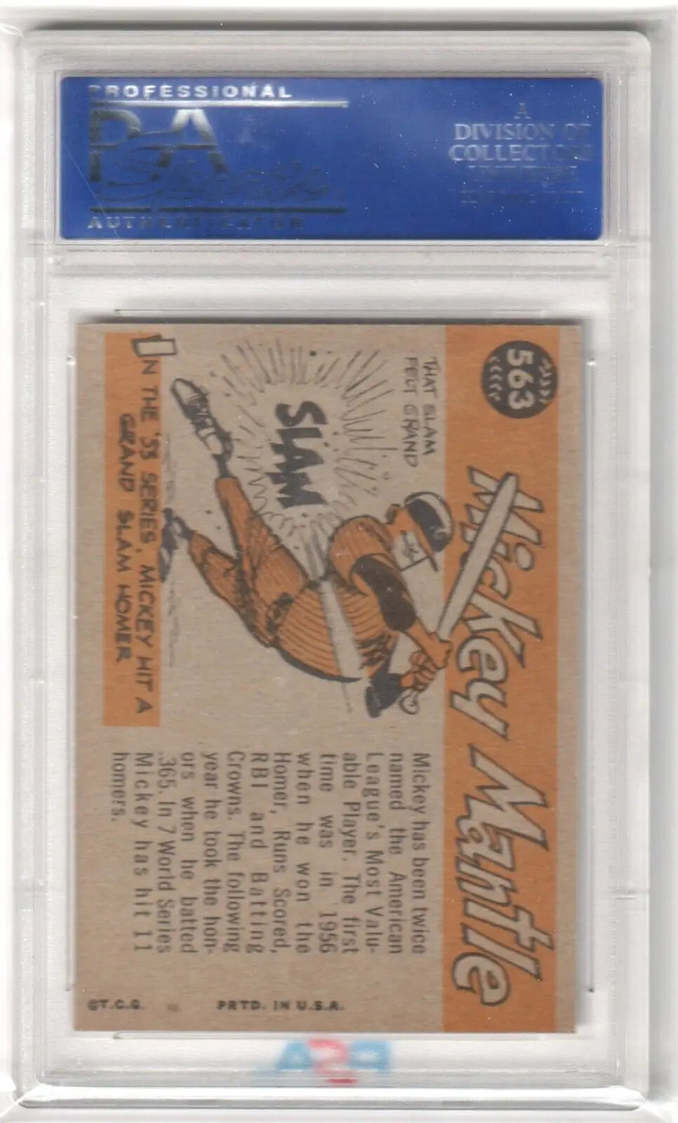 Mickey Mantle 1960 Topps All Star #563 in clear case with orange back design for collectors