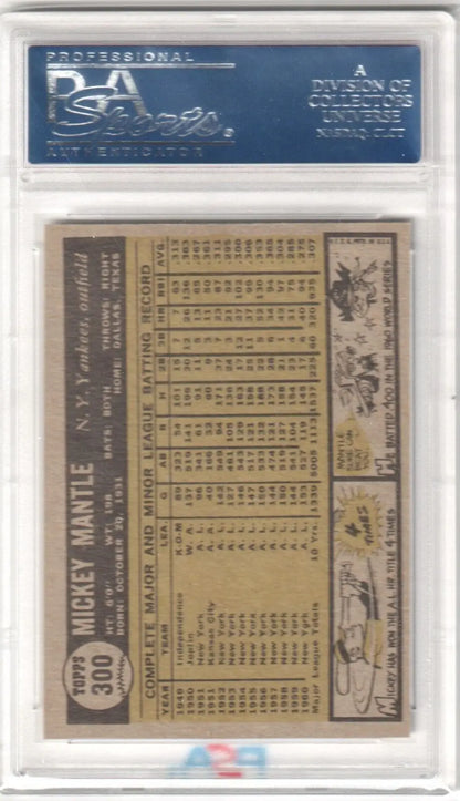 Mickey Mantle 1961 Topps #300 PSA 7 NM single card in grading holder from Columbia Hobby