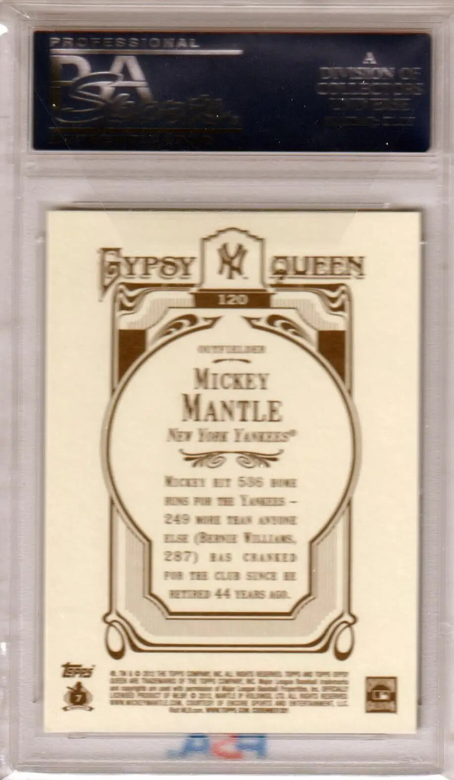 Graded Mickey Mantle 2012 Topps Gypsy Queen #120 PSA 8 NM-MT single card from Columbia Hobby