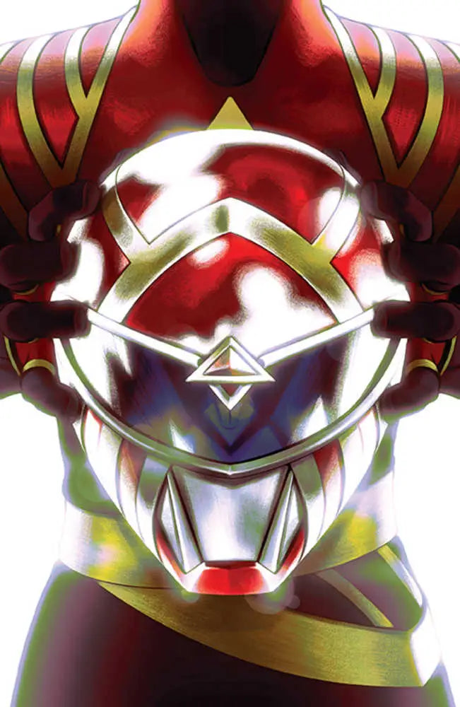 Stylized futuristic helmet with glowing elements for Mighty Morphin Power Rangers #100