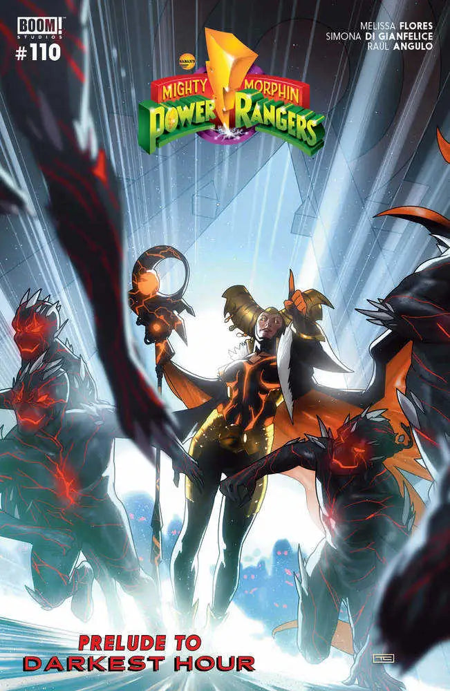 Mighty Morphin Power Rangers #110 Cover A Clarke with dynamic action silhouettes