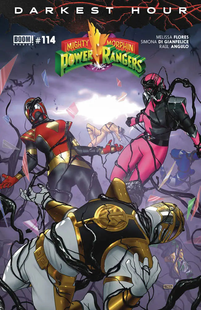 Comic book cover for Mighty Morphin Power Rangers Darkest Hour issue #14 with Rangers