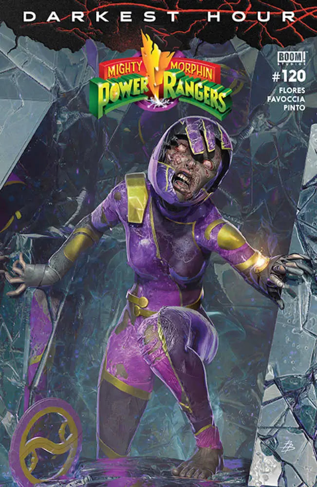 Purple Power Ranger striking pose on Mighty Morphin Power Rangers #120 comic cover