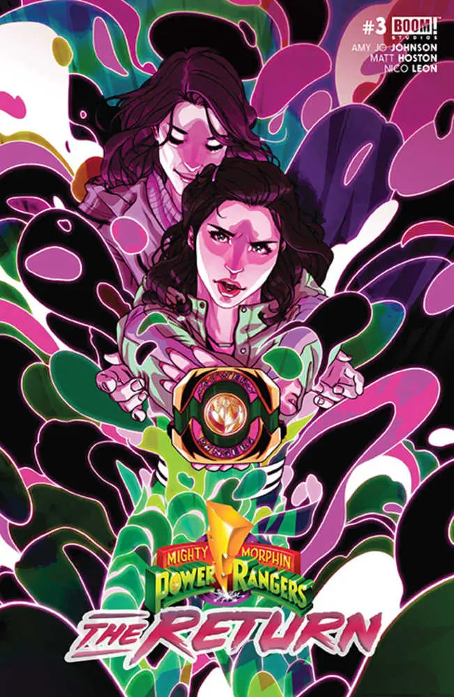 Mighty Morphin Power Rangers The Return #3 comic cover with vibrant energy swirls