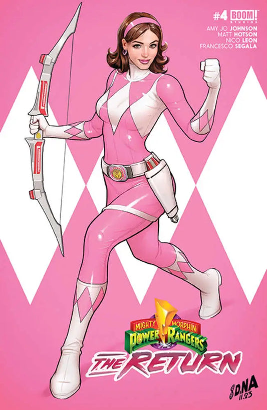 Pink Power Ranger with a bow in dynamic pose on Mighty Morphin Power Rangers cover