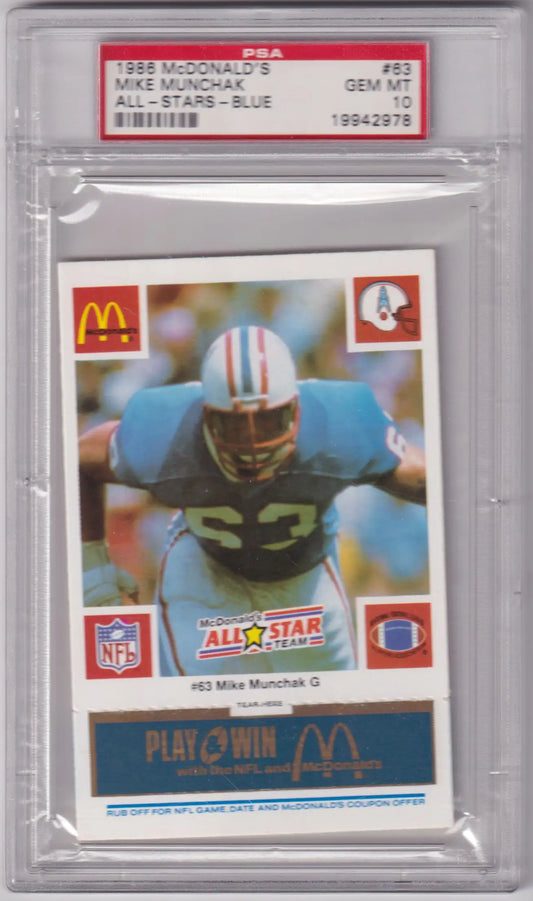 PSA-graded Mike Munchak 1986 McDonald’s All-Stars Blue #63 in protective case