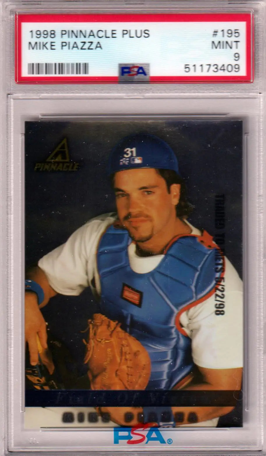 PSA-graded Mike Piazza 1995 Pinnacle Plus baseball card in blue uniform at Columbia Hobby