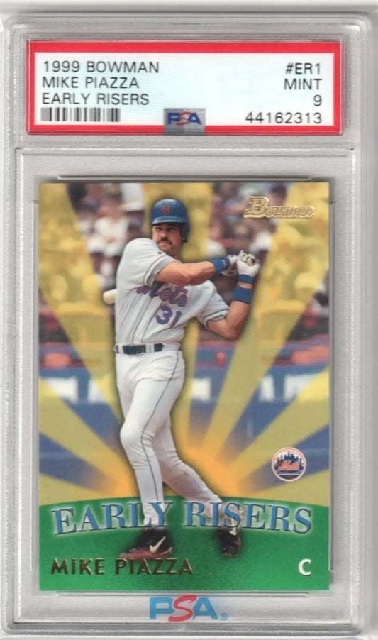 PSA-graded 1999 Bowman Early Risers Mike Piazza Mets card, perfect for single cards collectors