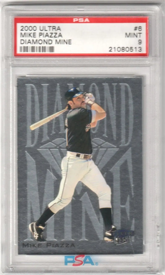 PSA-graded 2000 Ultra Diamond Mine Mike Piazza baseball card in protective case for sale