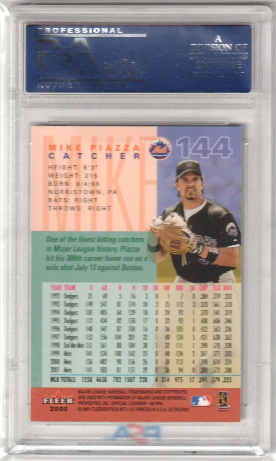 MIKE PIAZZA 2002 Fleer Ultra #144 PSA 9 MINT baseball card in protective case, Columbia Hobby