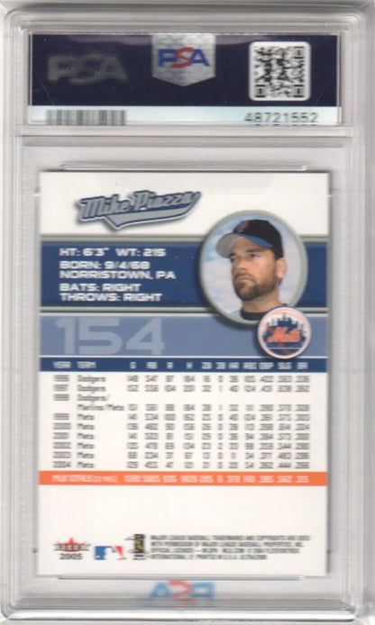 PSA-graded back of Mike Piazza 2005 Fleer Ultra #154 Mets single card at Columbia Hobby