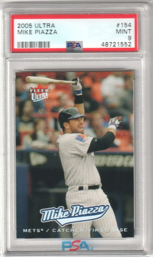 PSA-graded 2005 Ultra Mike Piazza baseball card mid-swing for single cards at Columbia Hobby