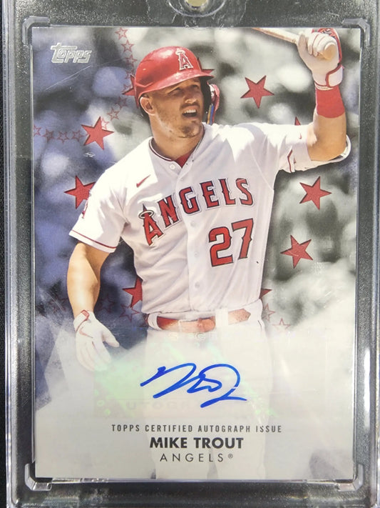 Signed Mike Trout Topps Baseball Stars Black Auto card #20/25 with raised arm celebration