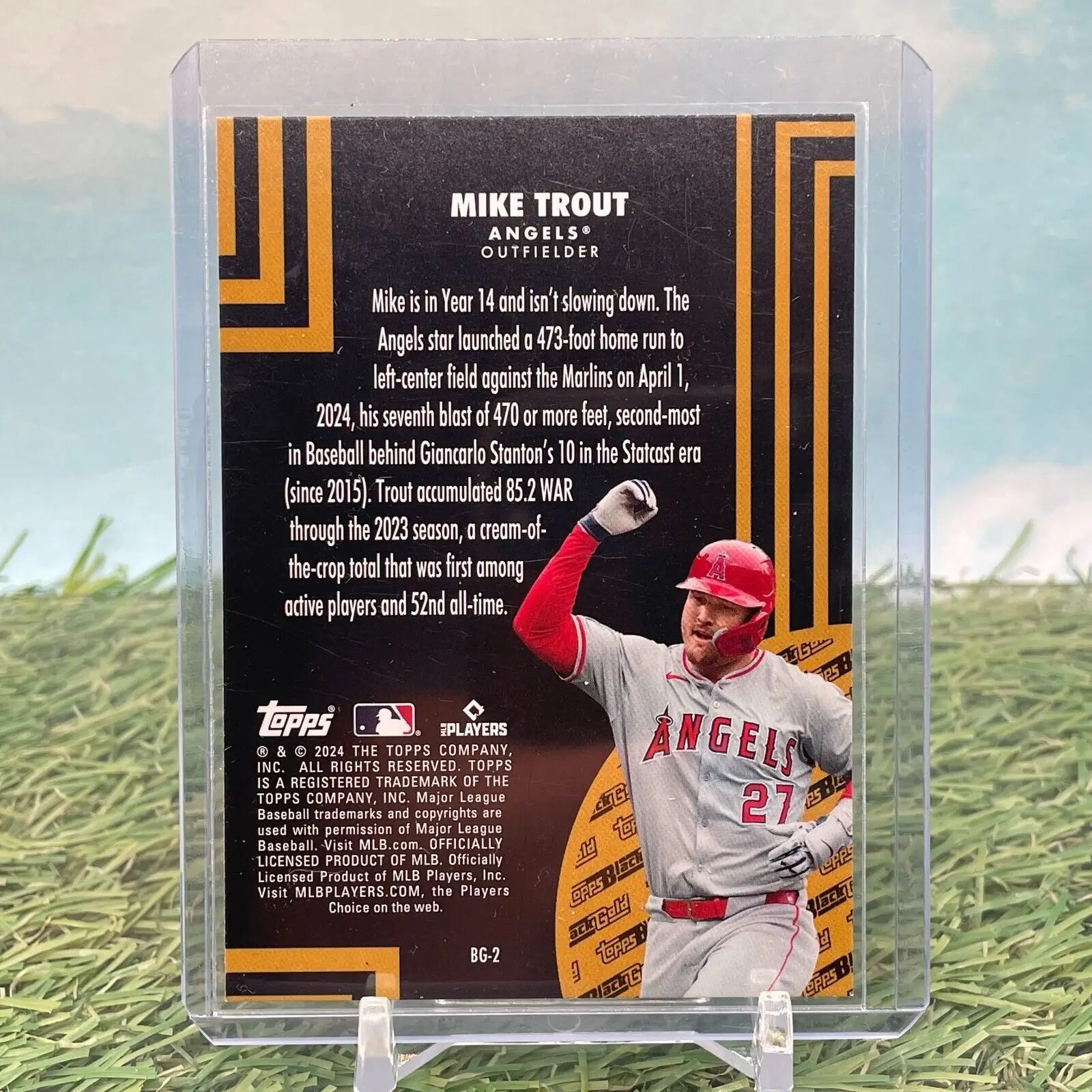 Mike Trout 2024 Topps Update Series Black Gold SP card featuring Angels player in white uniform