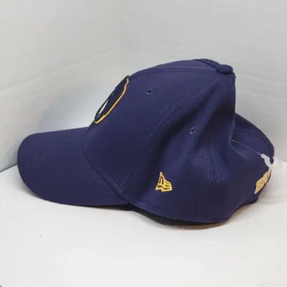 Navy blue Milwaukee Brewers New Era 59Fifty Authentic MLB Fitted Hat with gold accents