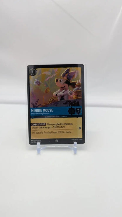 Minnie Mouse trading card from Lorcana Shimmering Skies Quick-Thinking Inventor Foil