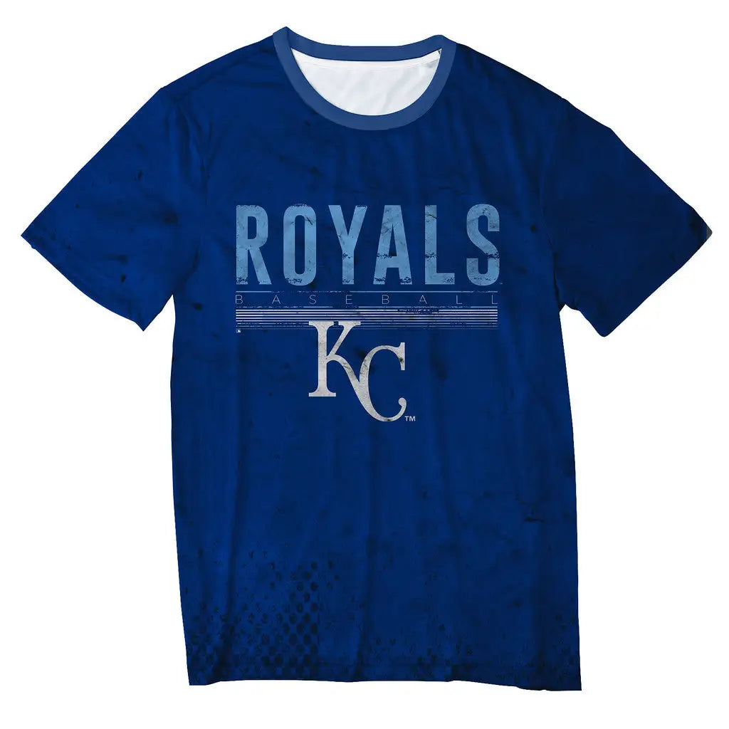 Blue t-shirt with logo halftone design for Kansas City Royals, officially licensed