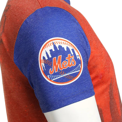 Baseball jersey sleeve with New York Mets logo on MLB Klew Cotton Poly Pocket Tee