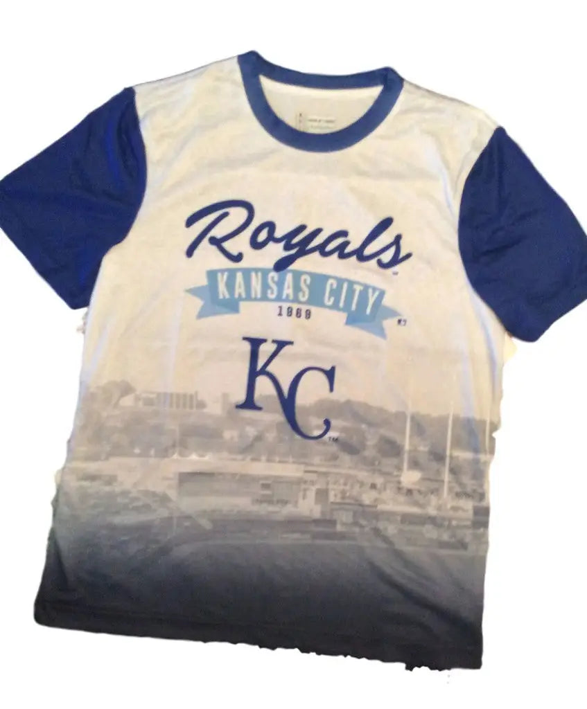 Kansas City Royals officially licensed baseball-style t-shirt with cityscape design