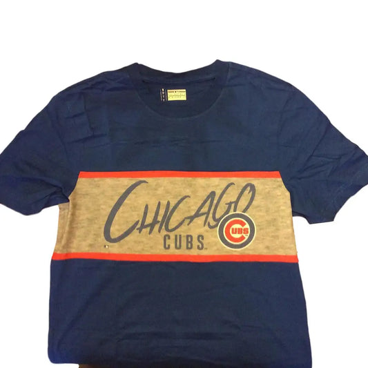 Navy blue Chicago Cubs t-shirt with team logo, perfect for baseball card collectors