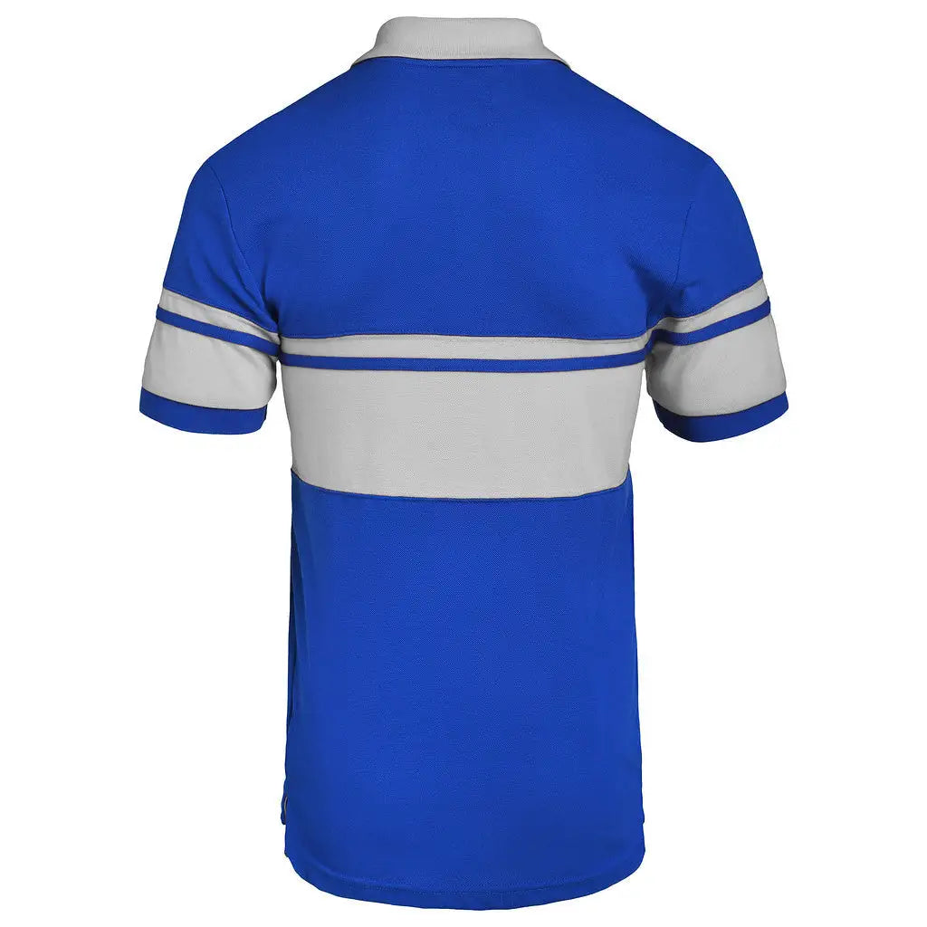 Blue and white striped cotton stripe polo shirt from MLB Team Apparel for Los Angeles Dodgers