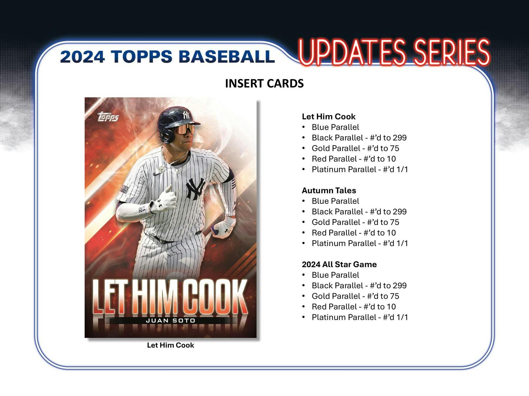 Let Him Cook Baseball card insert from 2024 Topps Update Series Jumbo exclusive