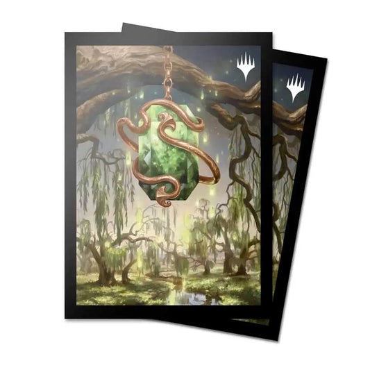 Glowing green mana symbol in copper, featured on deck protector® sleeves for Modern Horizons 3