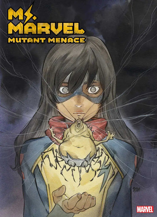 Manga-style artwork of Ms. Marvel in blue jacket, yellow shirt, featured on trading cards