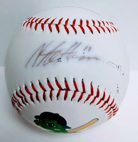 Autographed Nate Hanson Baseball with Cartoon for Beliot Snappers and Minnesota Twins