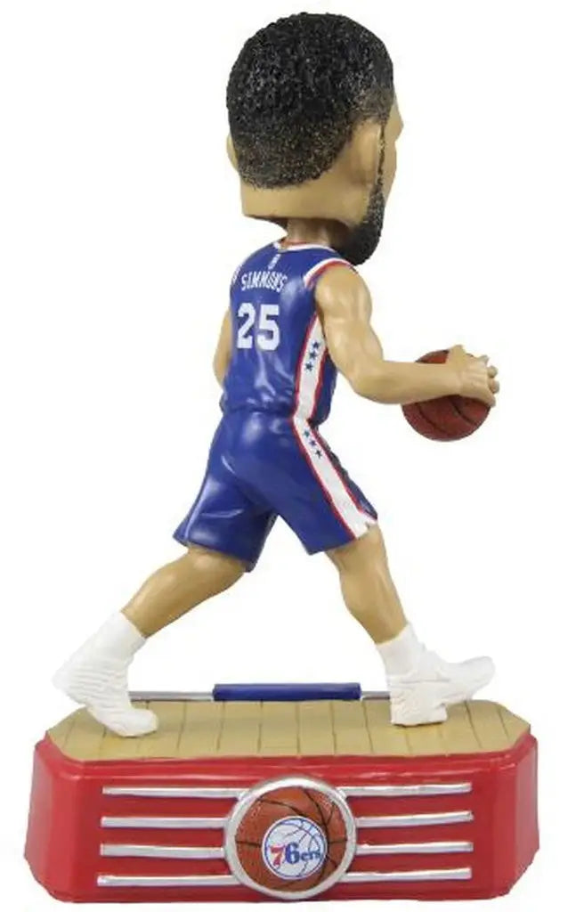 Bobblehead of Ben Simmons in blue Philadelphia 76ers jersey, perfect for trading cards fans