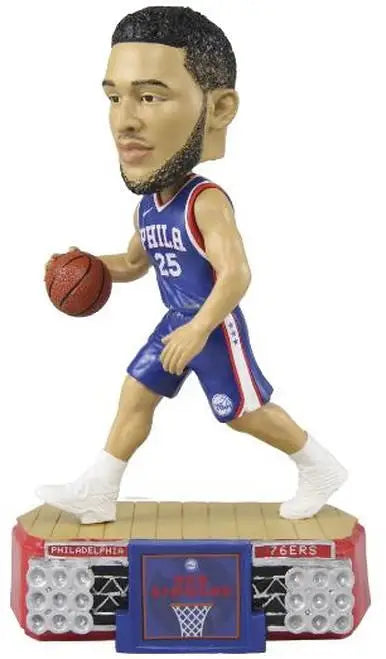 Bobblehead figurine of Philadelphia 76ers player dribbling a ball, perfect for trading cards fans