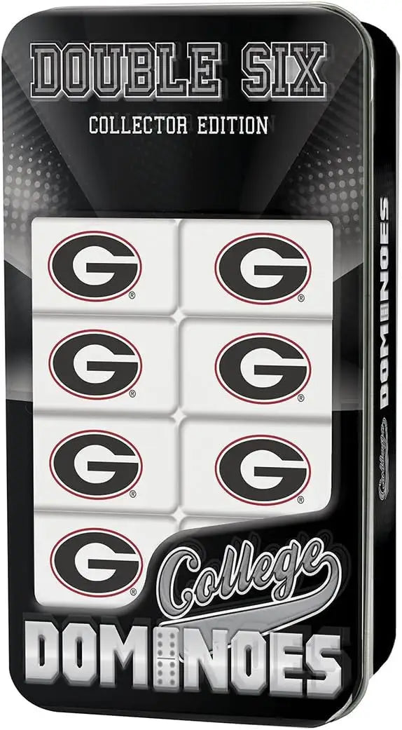 Collector’s edition NCAA officially licensed dominoes set featuring a G logo for your team