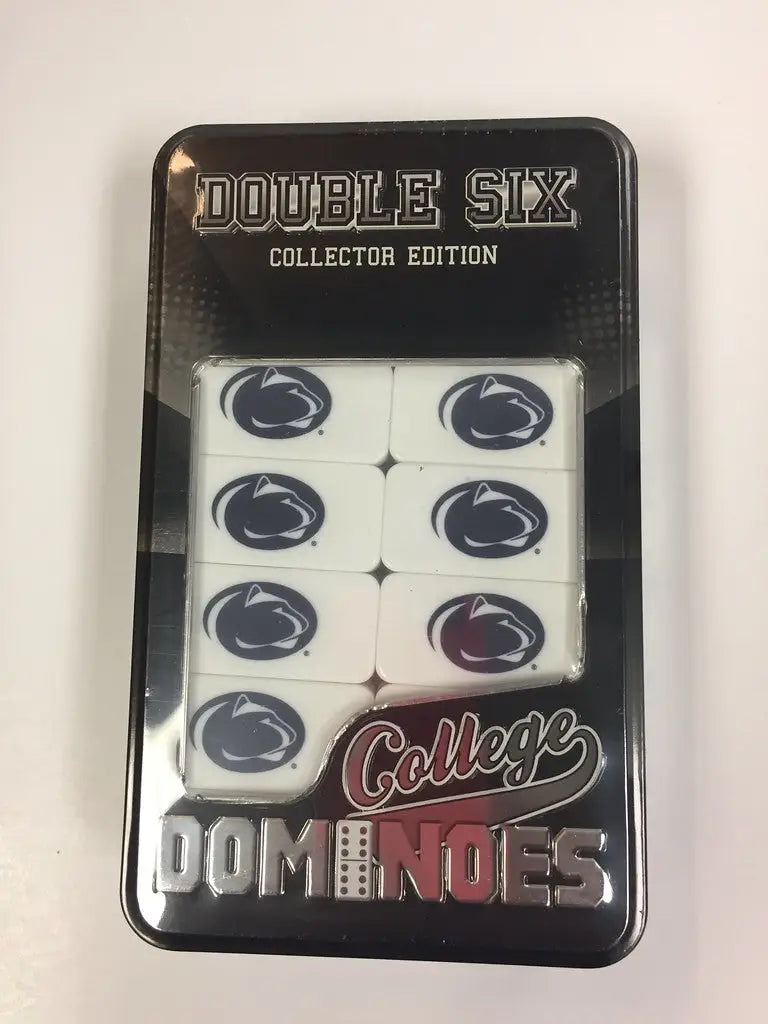 Officially licensed Penn State dominoes in a collector’s tin, a great gift for fans