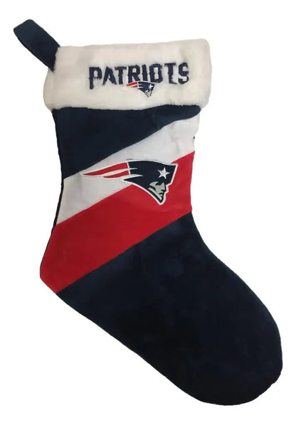 Christmas stocking in New England Patriots colors for NFL holiday celebrations